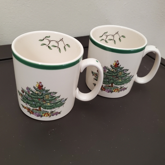 🎄 SPODE Christmas mugs set of 2 Christmas trees like new - Picture 7 of 9